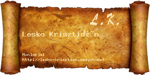 Lesko Krisztián névjegykártya